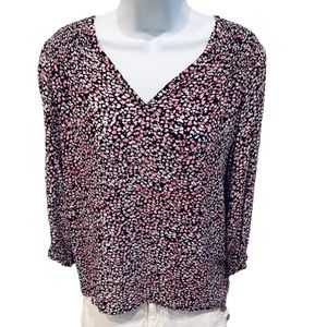 Rachel Zoe Top 3/4 Sleeve V-Neck Blouse, Medium